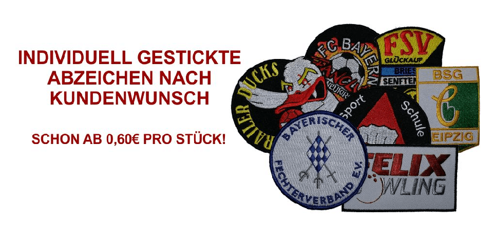 Stickabzeichen-Aufnäher und Patches sticken lassen für Vereine, Behörden,  Firmen und Clubs